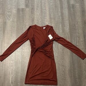 Superdown Rich Brown Long Sleeve Dress